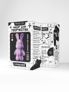 Набор для творчества с красками (3*60 мл) - копилка "Fluid bunny", 32 см (белый/розовый/сир