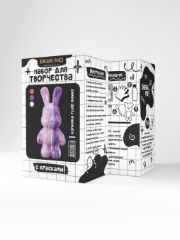 Набор для творчества с красками(3*60мл)-копилка"Fluid bunny",22см(белый/розовый/сиреневый)