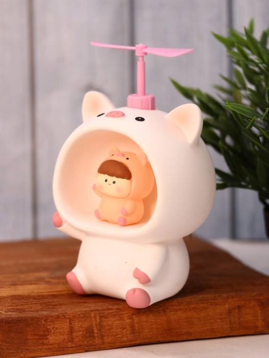 Kопилка - ночник «Baby pig fan», white (13,5 см), пластик 