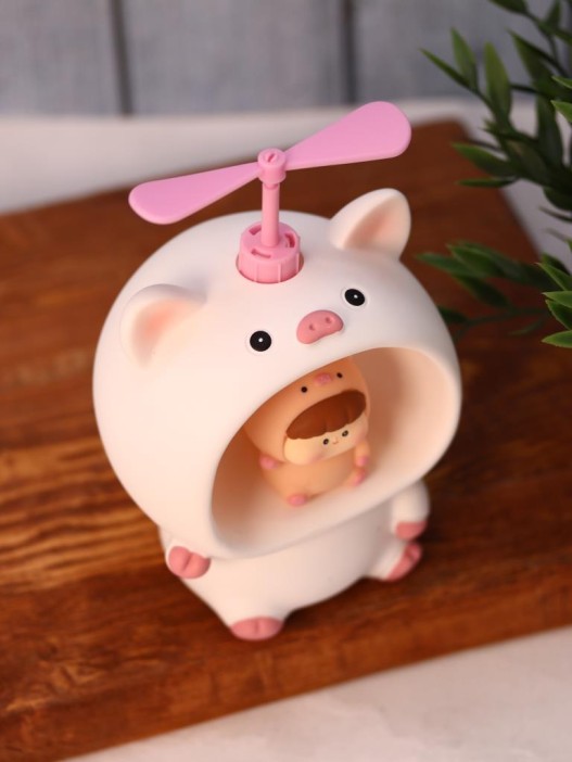Kопилка - ночник «Baby pig fan», white (13,5 см), пластик 