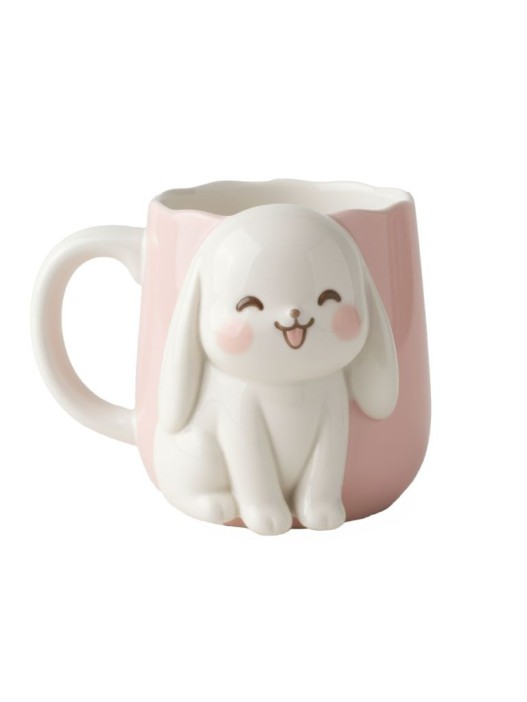 Кружка керамическая iLikeGift «Smily bunny», pink (13,6*10,6*9,4),400мл 
