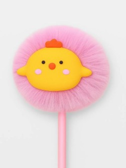 Ручка шариковая с помпоном "Пушистый цыплёнок", розовая