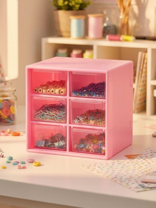 Органайзер настольный "Six cells", pink (10*12*12) 