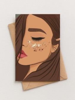 Набор двойных открыток 5 шт. «Девушка с блёстками», 10*15 см