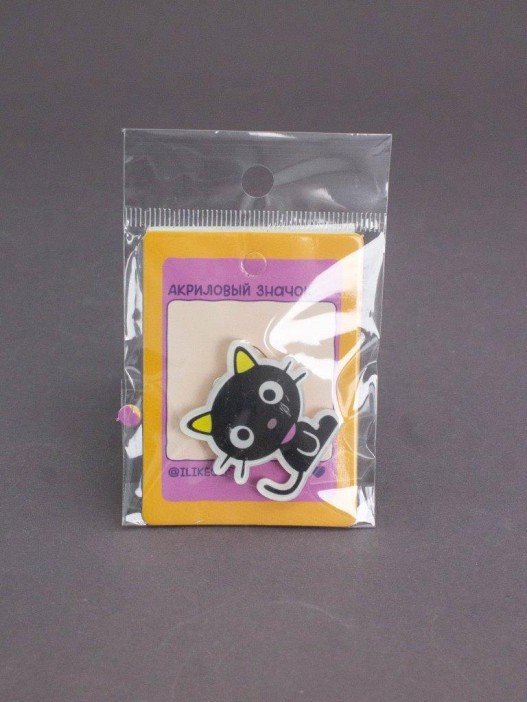 Значок акриловый iLikeGift &quot;Black cat&quot; 