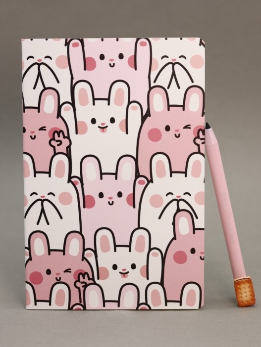 Блокнот (А5) "Many rabbit", pink (14.5*21) 