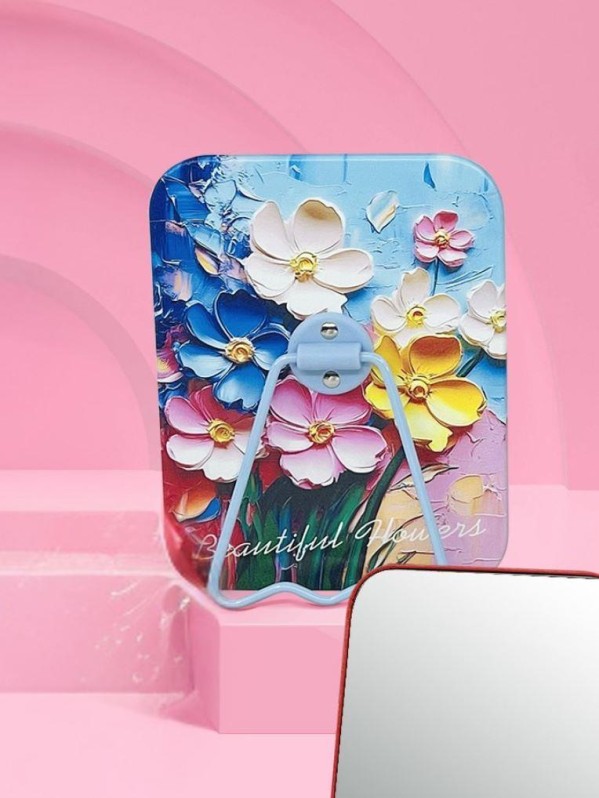 Зеркало настольное "Beautiful flowers", синее (16*12 см) 