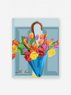 Набор мини открыток 10 шт. «Зонтик с цветами», 7.5*9.5 см