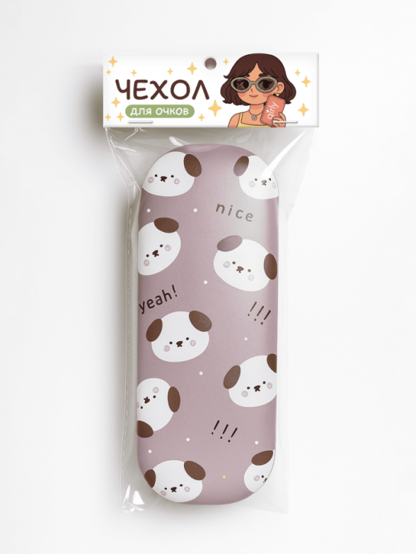 Чехол для очков GIRLY "Много собак", серый