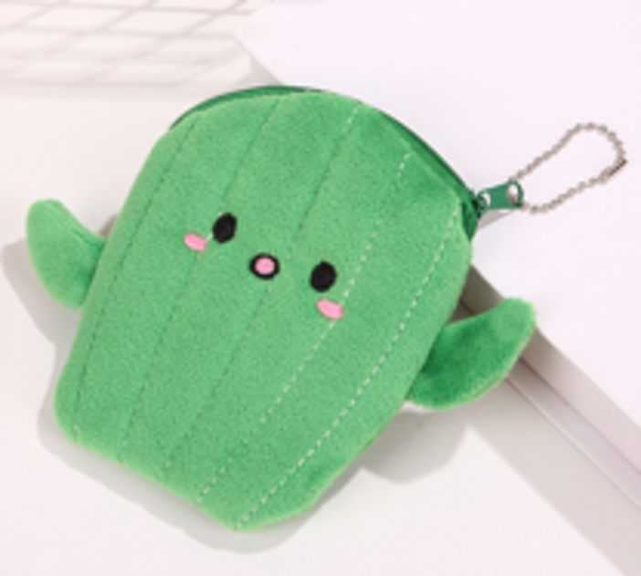 Кошелёк плюшевый "Cactus", green (11*16 см) 