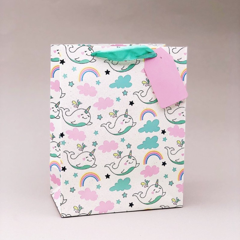Пакет подарочный (S) &quot;Unicorn whale&quot;, white 