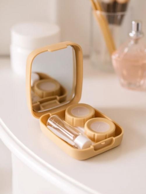 Контейнер для линз «Heart paint», beige 