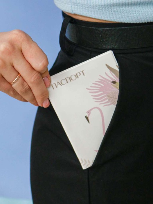 ОБЛОЖКА ДЛЯ ПАСПОРТА «Tropical flamingo», плотность 600 мкм 