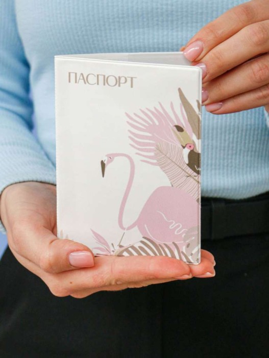 ОБЛОЖКА ДЛЯ ПАСПОРТА «Tropical flamingo», плотность 600 мкм 