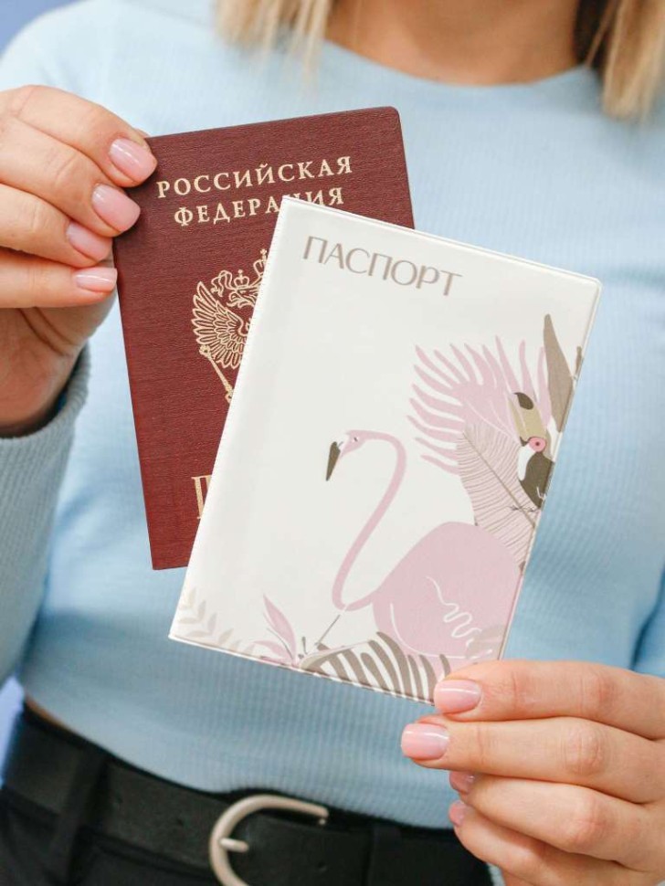 Обложка для паспорта "Тропический фламинго", плотность 600 мкм