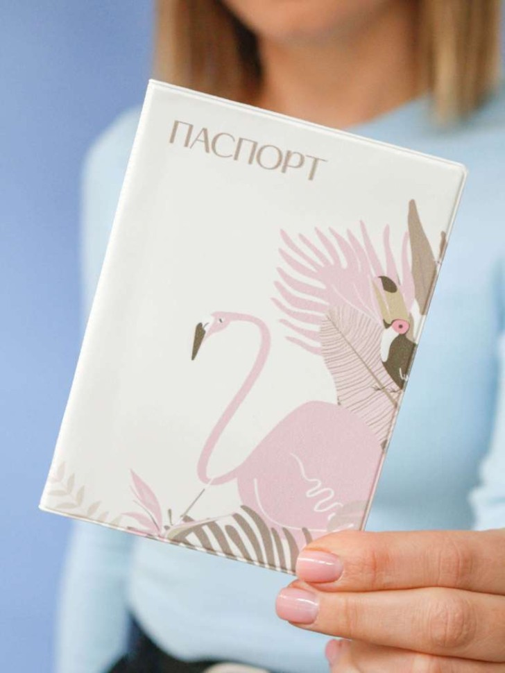 Обложка для паспорта "Тропический фламинго", плотность 600 мкм