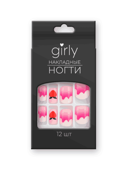 Накладные ногти GIRLY «White bow», 12 шт., с клеевыми пластинами 