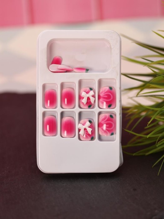 Накладные ногти GIRLY «White bow», 12 шт., с клеевыми пластинами 