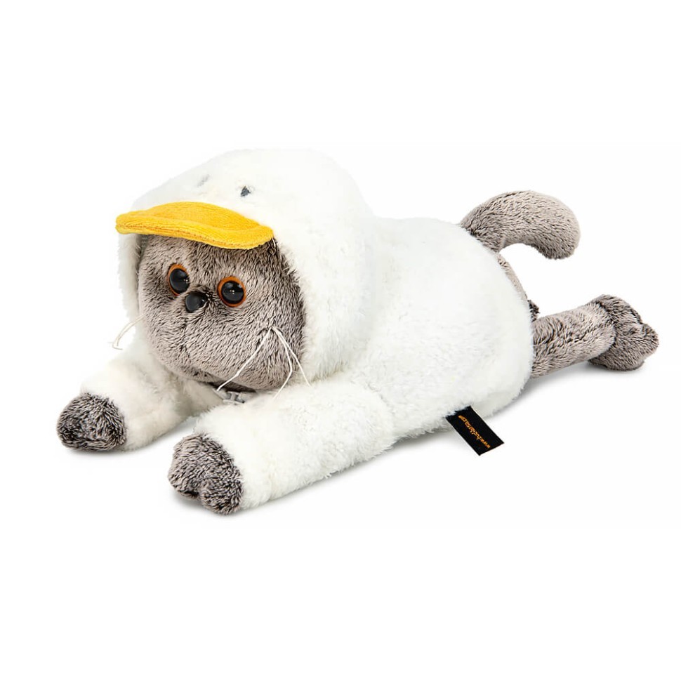 Мягкая игрушка "Кот Басик в худи "Гусик" (лежачий, 19 см)
