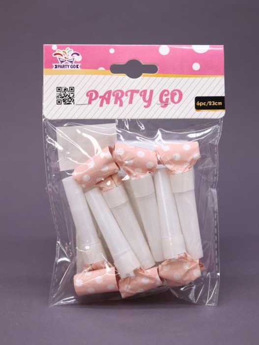 Дудка карнавальная 6 шт. &quot;Cute peas&quot;, pink (200 мм) 