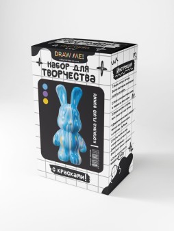 Набор для творчества с красками(3*60мл)-копилка"Fluid bunny",22см(жёлтый/сиреневый/голубой)