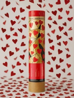 Хлопушка пневматическая 30см "Рубиновая любовь", сердца красные)