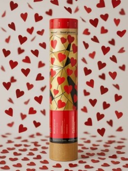 Хлопушка пневматическая 30см "Рубиновая любовь", сердца красные)