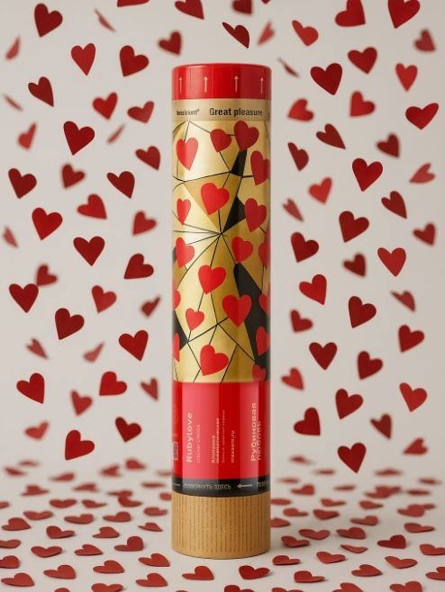 Хлопушка пневматическая 30см &quot;Рубиновая любовь&quot;, сердца красные) 