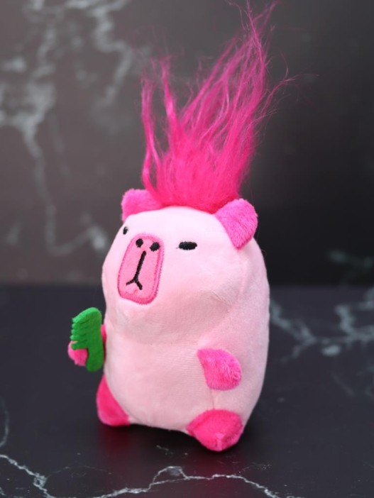 Плюшевый брелок "Сapybara rocks", pink (11 см) 