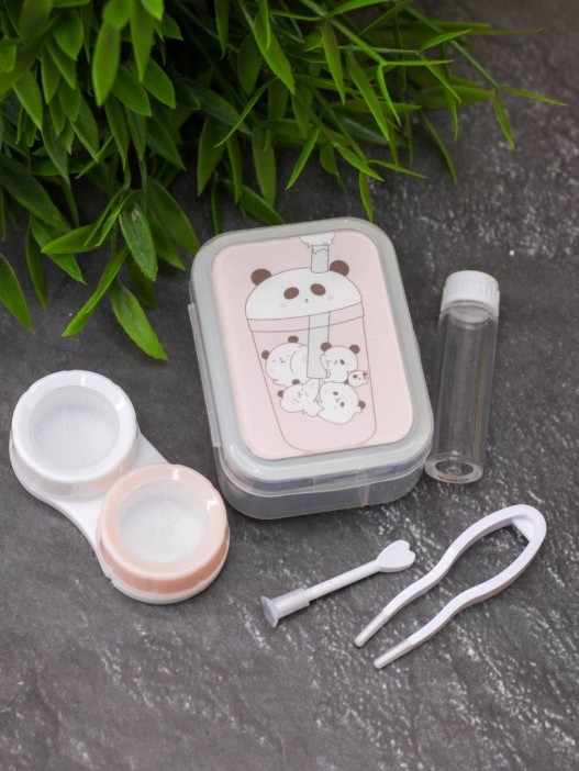 Контейнер для линз «Cocktail panda», pink 