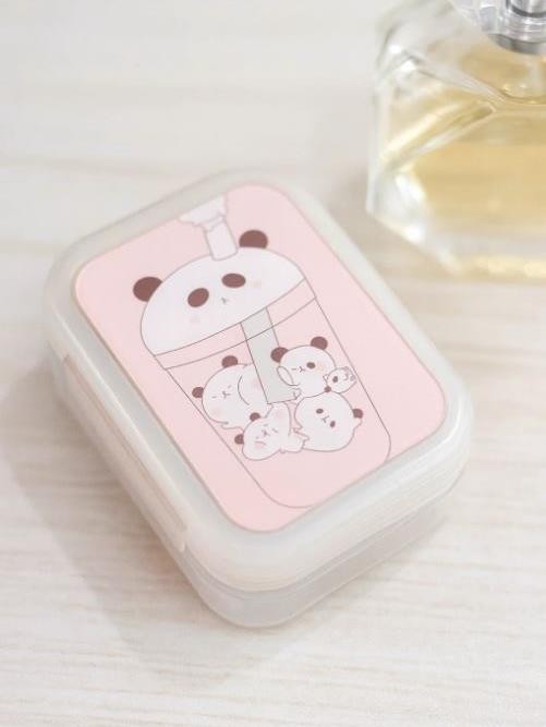 Контейнер для линз «Cocktail panda», pink 