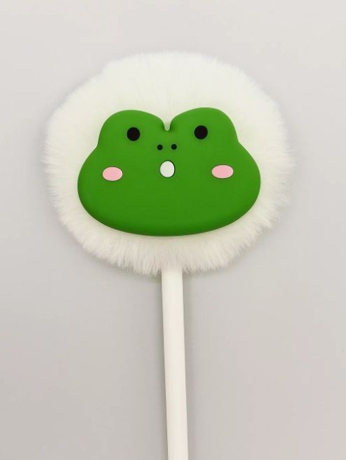 Ручка шариковая с помпоном "Пушистый лягушонок", белая 