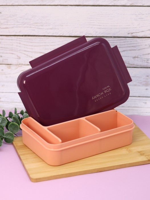 Ланчбокс &quot;ENJOY LIFE&quot;, pink (ложка+вилка), 1250 мл 