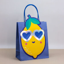 Пакет подарочный (S) "Eyes heart lemon", blue (21*25.5*10)