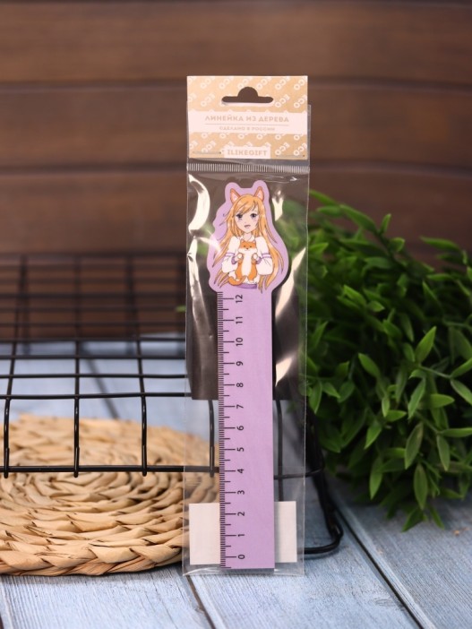 Линейка ECO из дерева Аниме «Love corgi girl» 