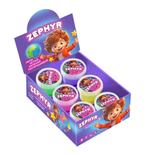 Шоу-бокс кинетический пластилин &quot;Zephyr&quot;, 6 банок по 75гр 
