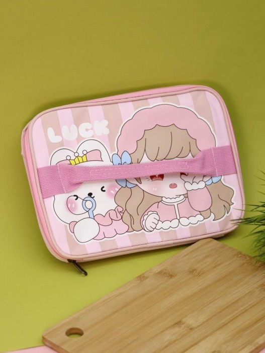 Сумка на чемодан сверху &quot;Anime girl in hat&quot;, pink (29*22*8) 