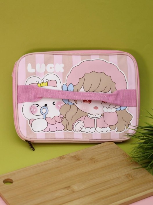 Сумка на чемодан сверху &quot;Anime girl in hat&quot;, pink (29*22*8) 