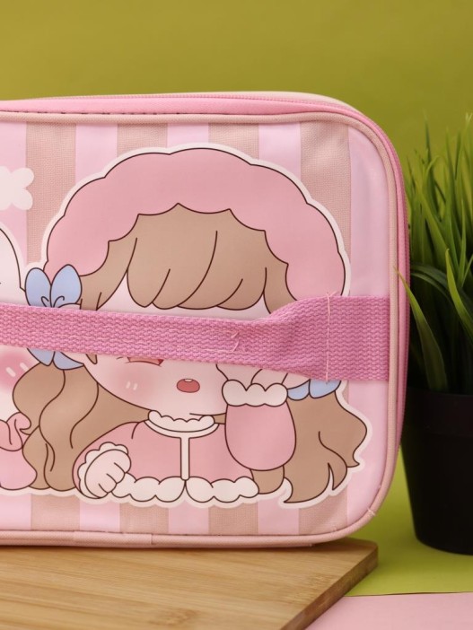 Сумка на чемодан сверху &quot;Anime girl in hat&quot;, pink (29*22*8) 