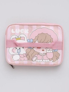 Сумка на чемодан сверху &quot;Anime girl in hat&quot;, pink (29*22*8)