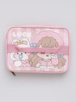 Сумка на чемодан сверху "Anime girl in hat", pink (29*22*8)