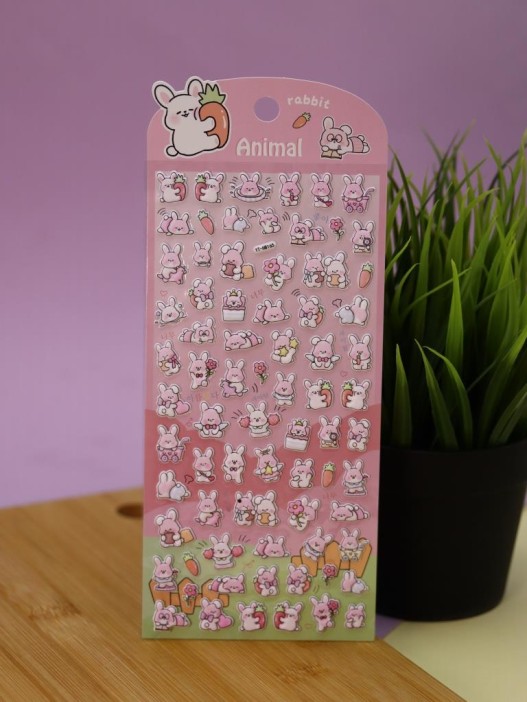 Наклейки объемные "Pink hare" (9*22,5 см) 