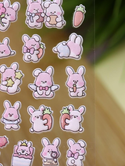 Наклейки объемные "Pink hare" (9*22,5 см) 