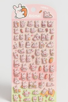 Наклейки объемные "Розовый заяц" (9*22,5 см)