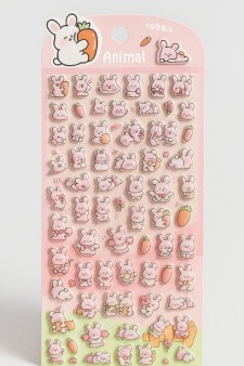 Наклейки объемные "Розовый заяц" (9*22,5 см)