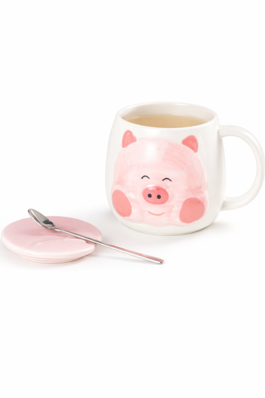Кружка керамическая «Милый поросенок», розовая (370 мл) 