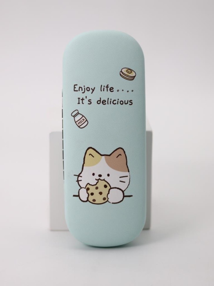 Чехол для очков GIRLY "Наслаждайся жизнью, она вкусная", зеленый