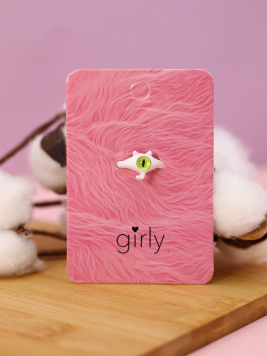 Кольцо акриловое GIRLY &quot;Green eye&quot;, white (d=1,7 см) 