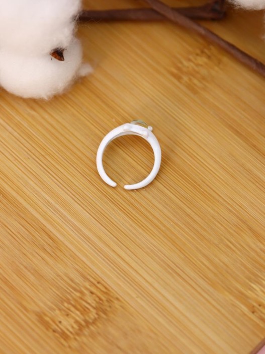 Кольцо акриловое GIRLY &quot;Green eye&quot;, white (d=1,7 см) 