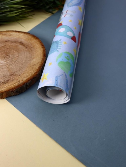 Упаковочная бумага «Cosmos», blue (50*70 см) 